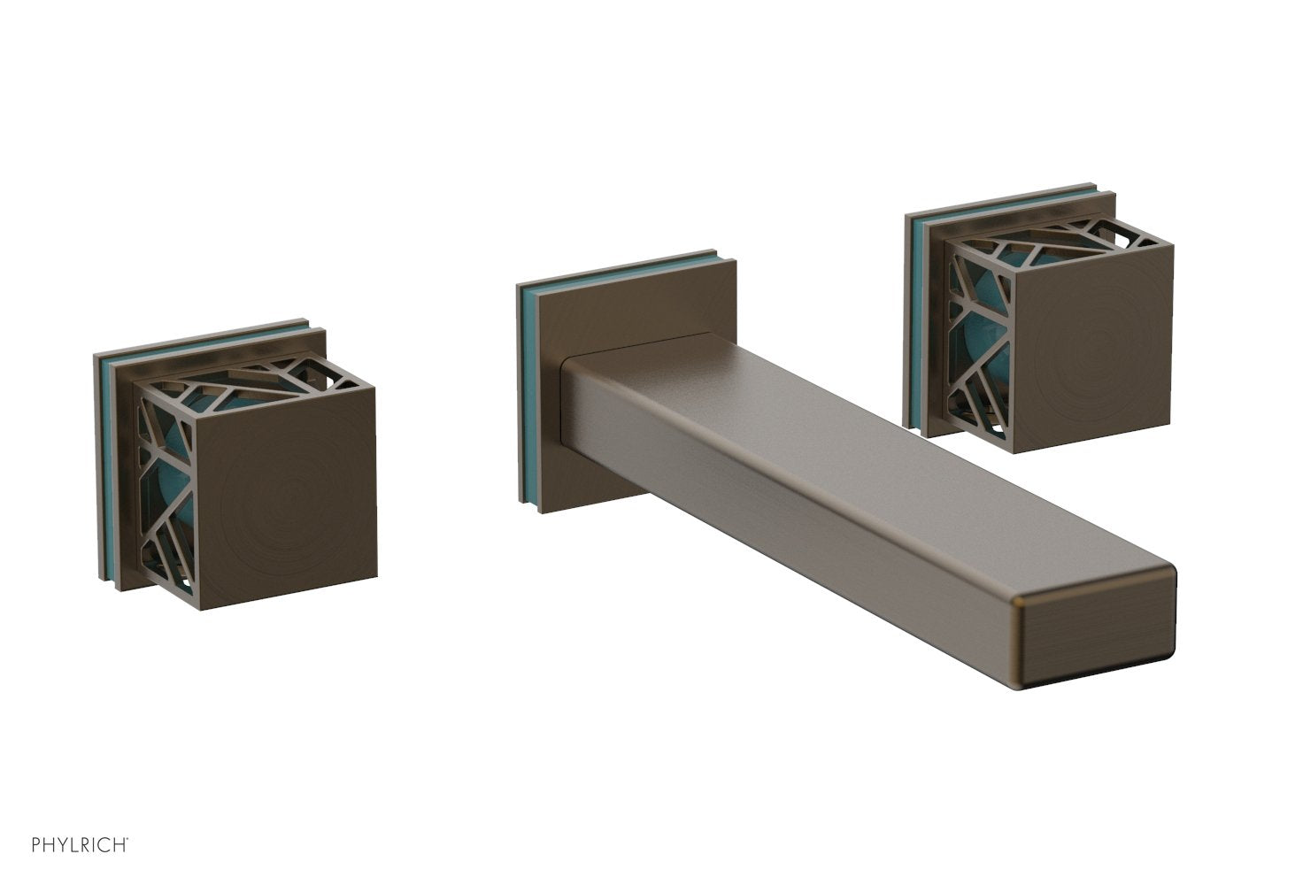 JOLIE Wall Lavatory Set - Square Handles with "Turquoise" Accents 222-12