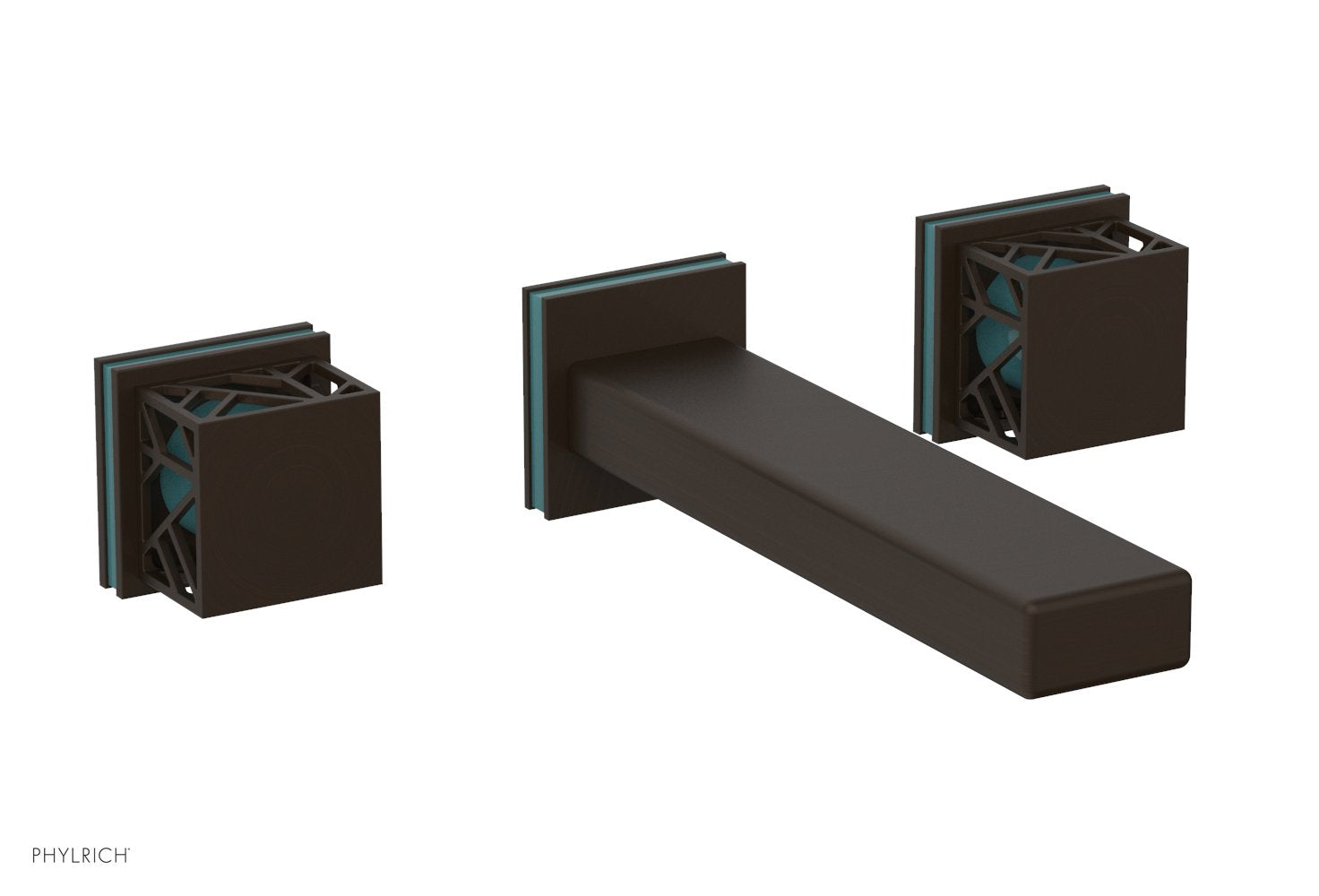 JOLIE Wall Lavatory Set - Square Handles with "Turquoise" Accents 222-12