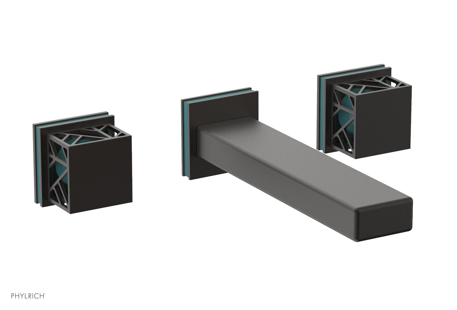 JOLIE Wall Tub Set - Square Handles with "Turquoise" Accents 222-57