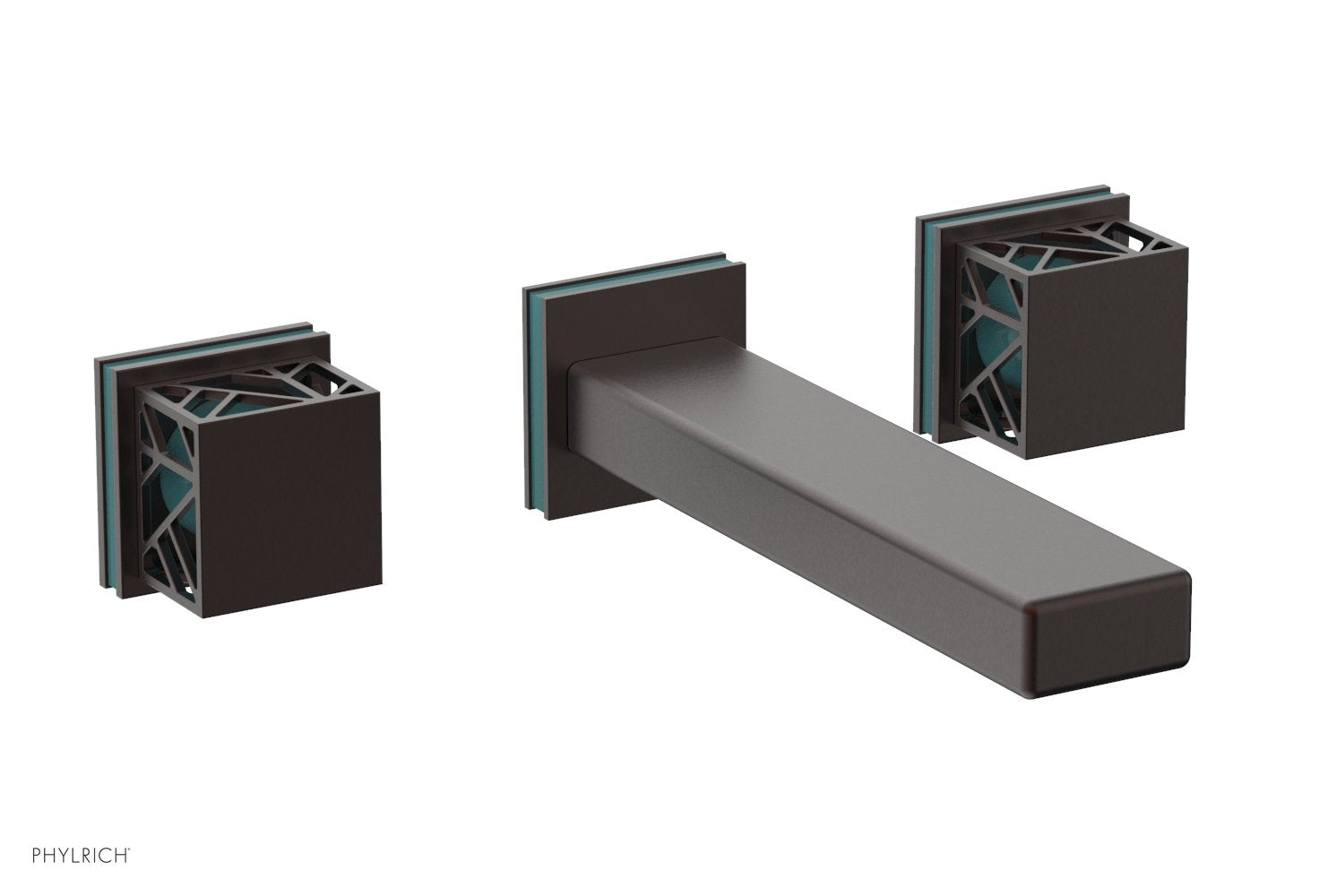 JOLIE Wall Lavatory Set - Square Handles with "Turquoise" Accents 222-12