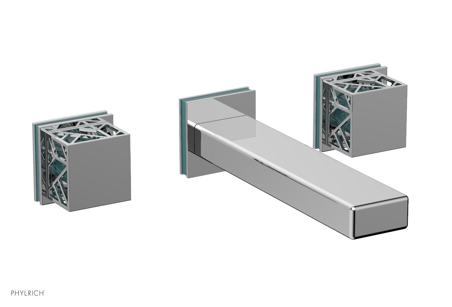 JOLIE Wall Tub Set - Square Handles with "Turquoise" Accents 222-57