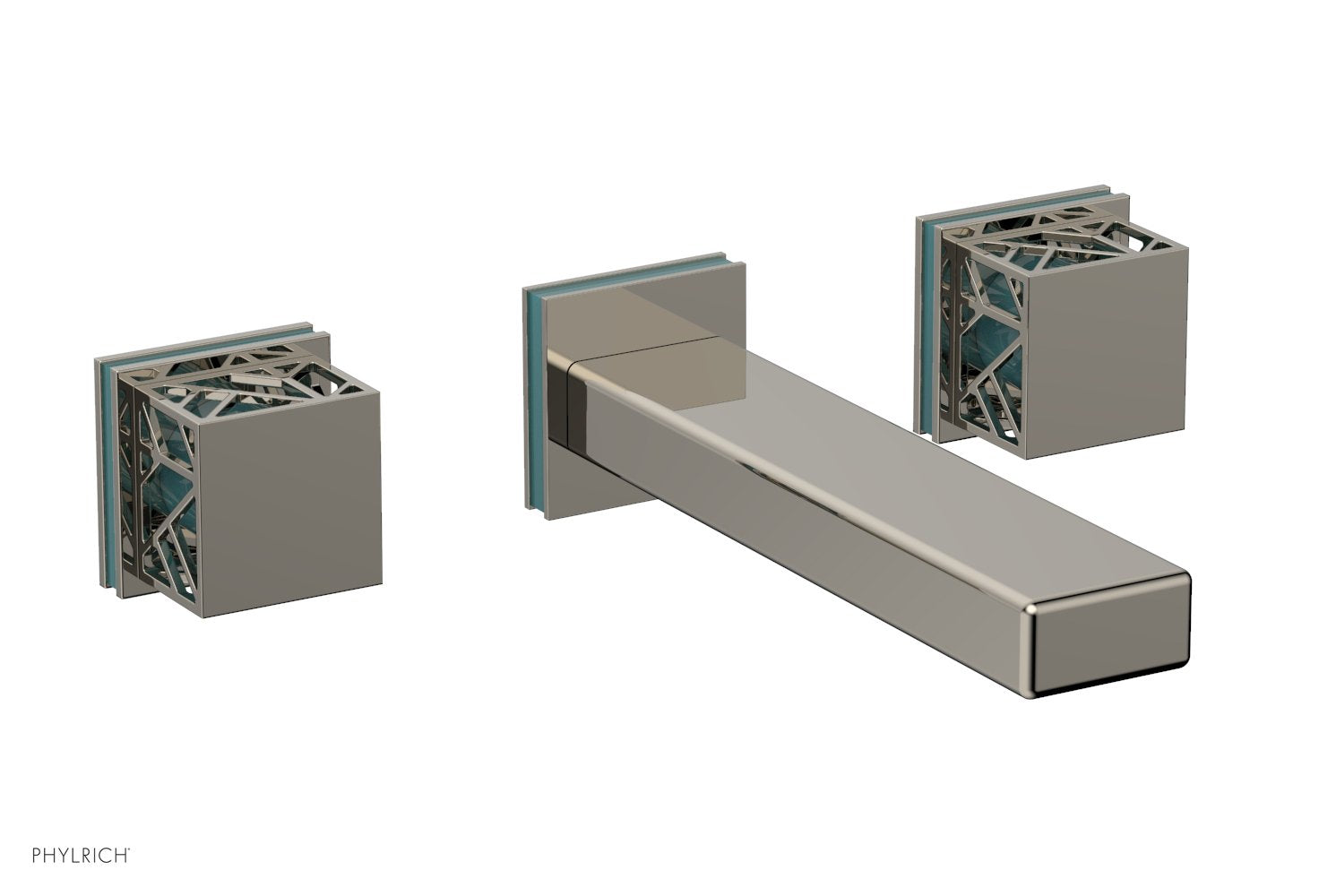 JOLIE Wall Lavatory Set - Square Handles with "Turquoise" Accents 222-12