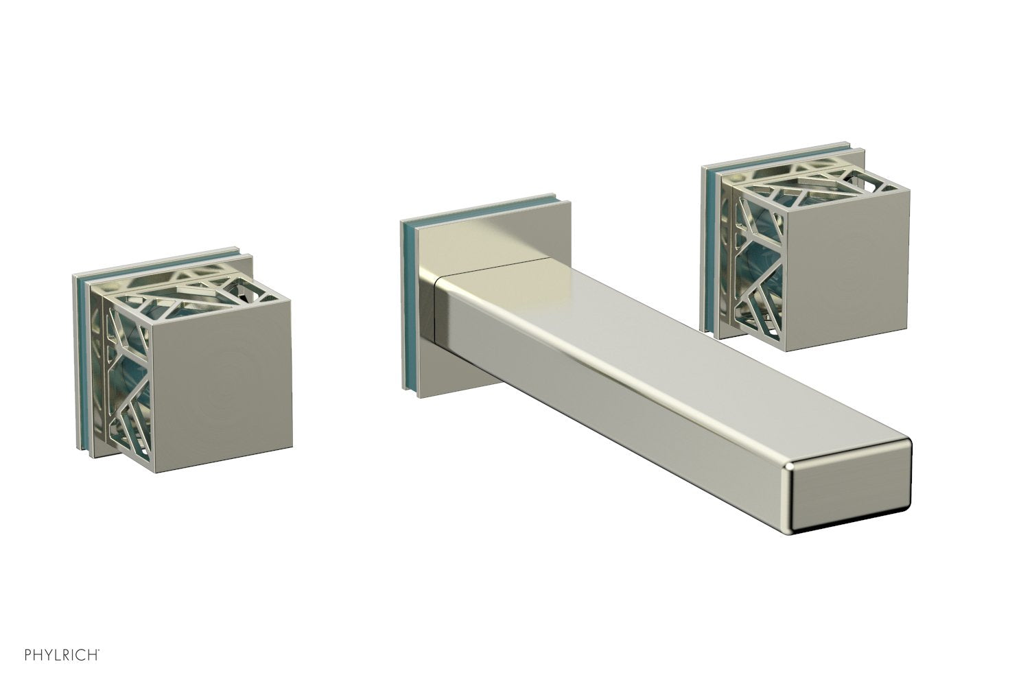 JOLIE Wall Lavatory Set - Square Handles with "Turquoise" Accents 222-12