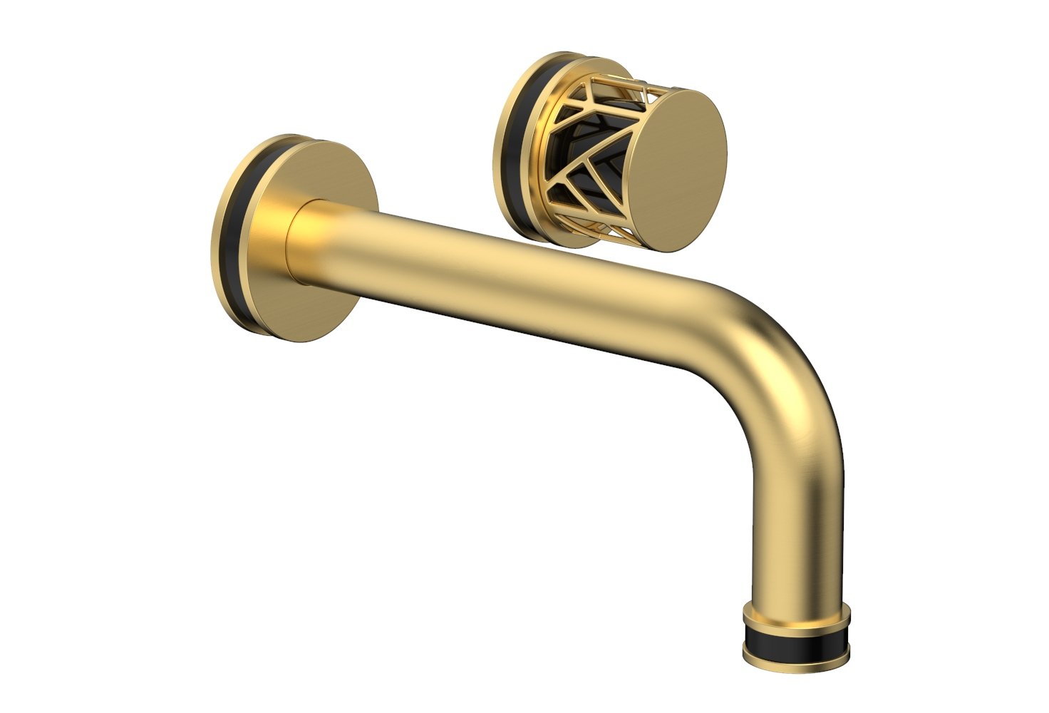 JOLIE Single Handle Wall Lavatory Set - Round Handle "Black" Accents 222-15