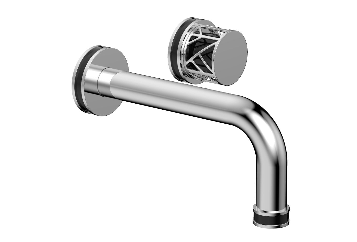 JOLIE Single Handle Wall Lavatory Set - Round Handle "Black" Accents 222-15