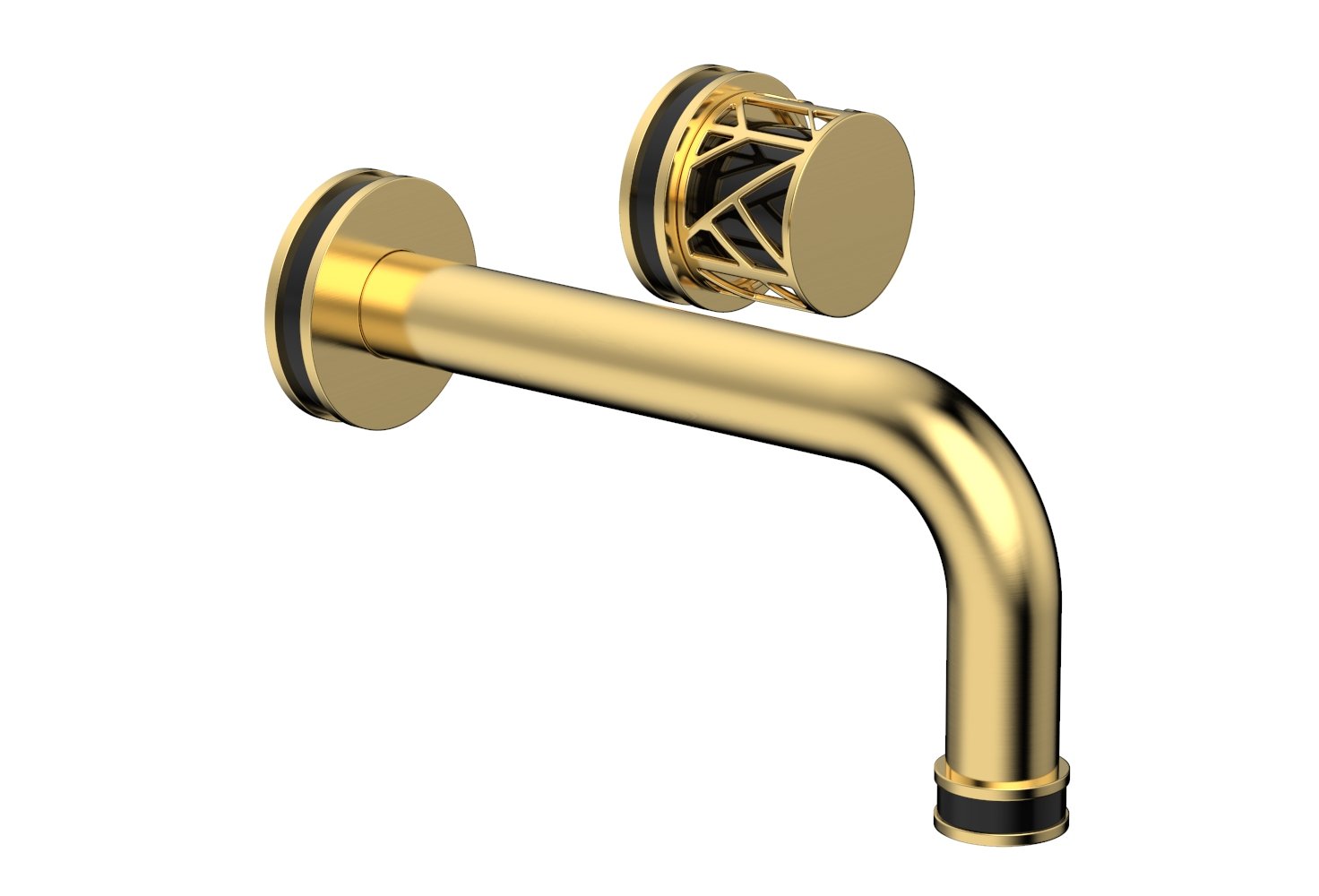 JOLIE Single Handle Wall Lavatory Set - Round Handle "Black" Accents 222-15