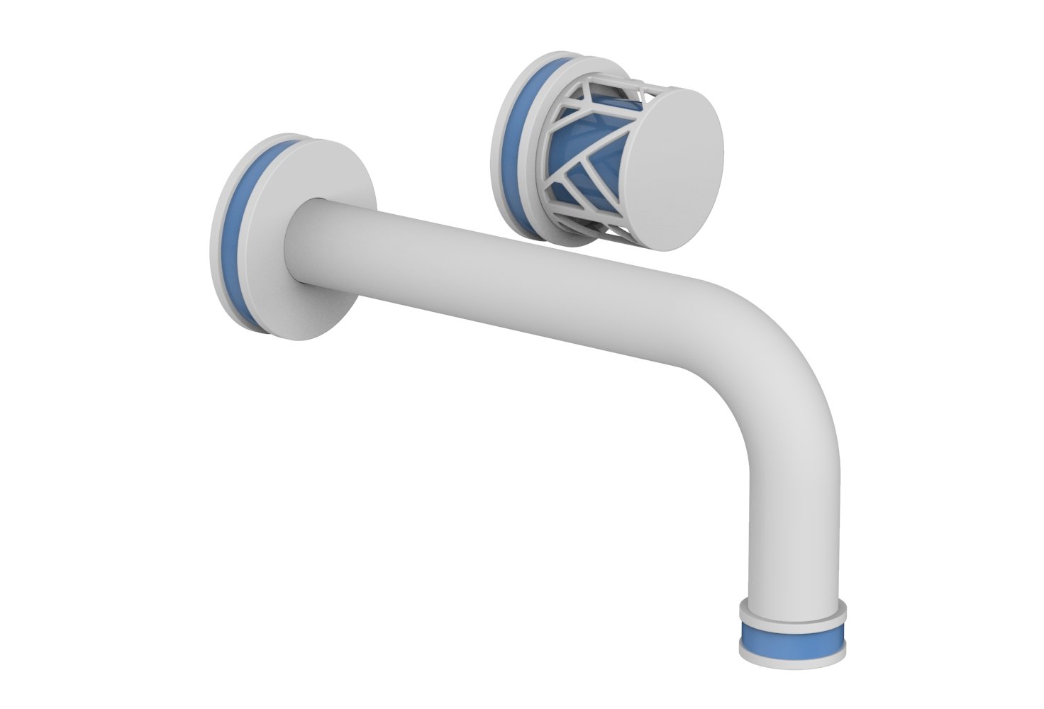 JOLIE Single Handle Wall Lavatory Set - Round Handle "Light Blue" Accents 222-15