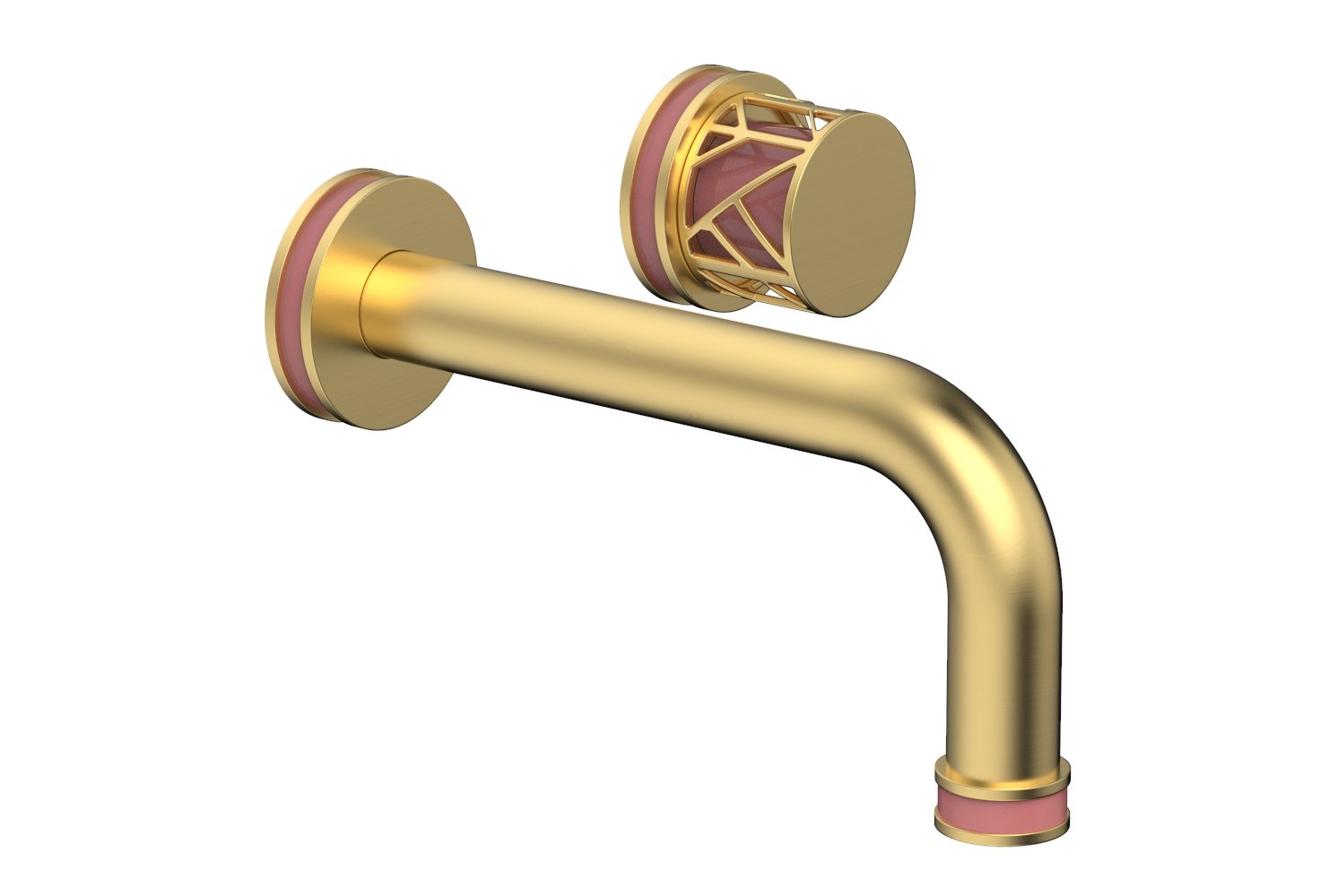 JOLIE Single Handle Wall Lavatory Set - Round Handle "Pink" Accents 222-15