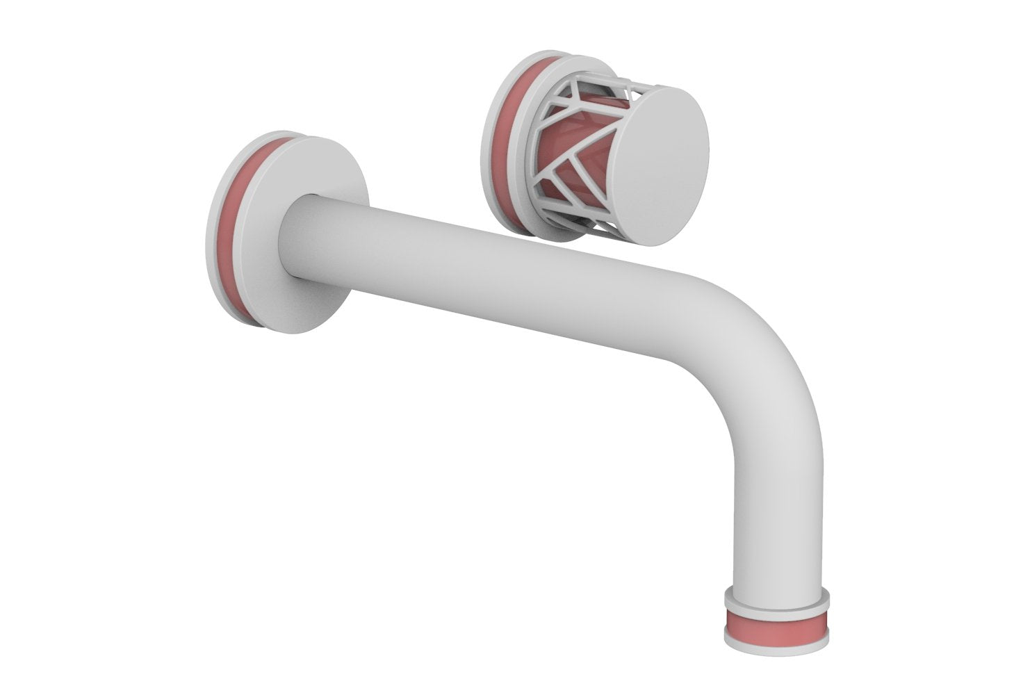 JOLIE Single Handle Wall Lavatory Set - Round Handle "Pink" Accents 222-15