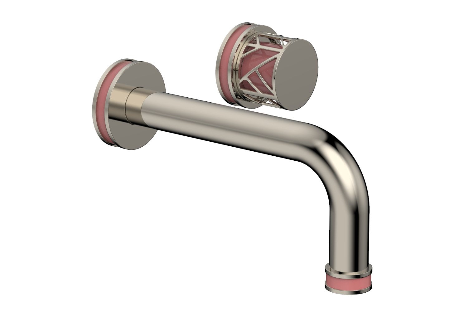 JOLIE Single Handle Wall Lavatory Set - Round Handle "Pink" Accents 222-15