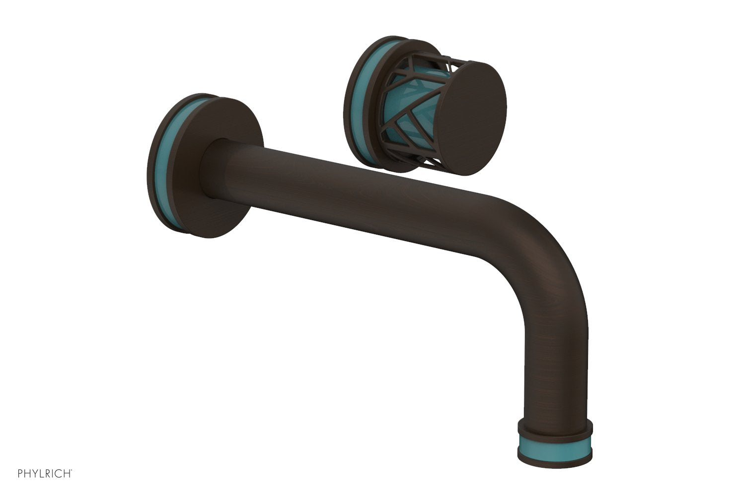JOLIE Single Handle Wall Lavatory Set - Round Handle "Turquoise" Accents 222-15