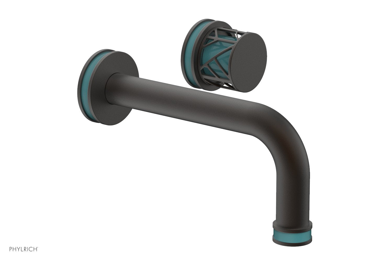 JOLIE Single Handle Wall Lavatory Set - Round Handle "Turquoise" Accents 222-15