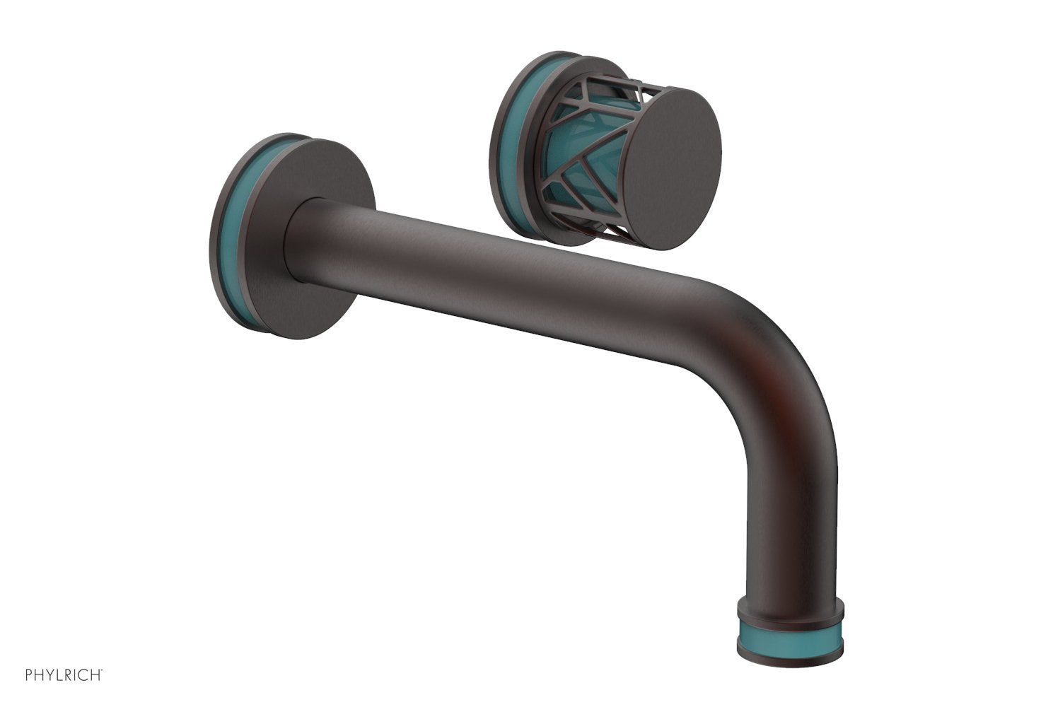 JOLIE Single Handle Wall Lavatory Set - Round Handle "Turquoise" Accents 222-15