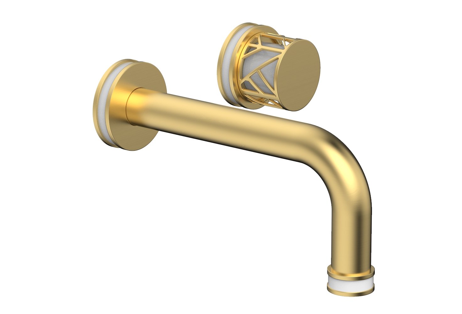 JOLIE Single Handle Wall Lavatory Set - Round Handle "White" Accents 222-15