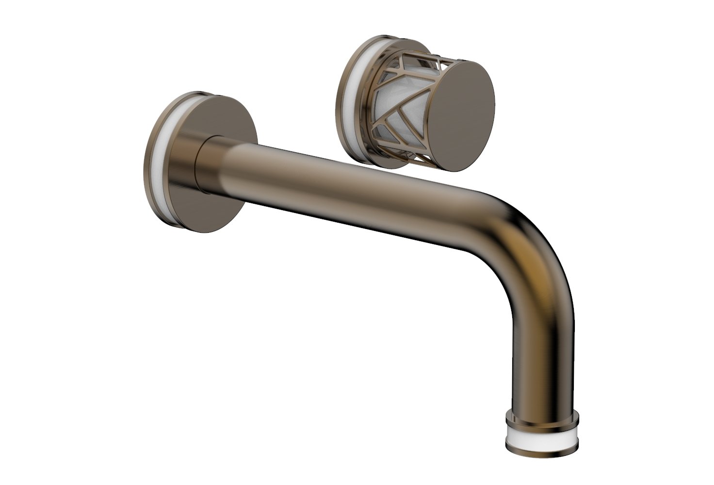 JOLIE Single Handle Wall Lavatory Set - Round Handle "White" Accents 222-15