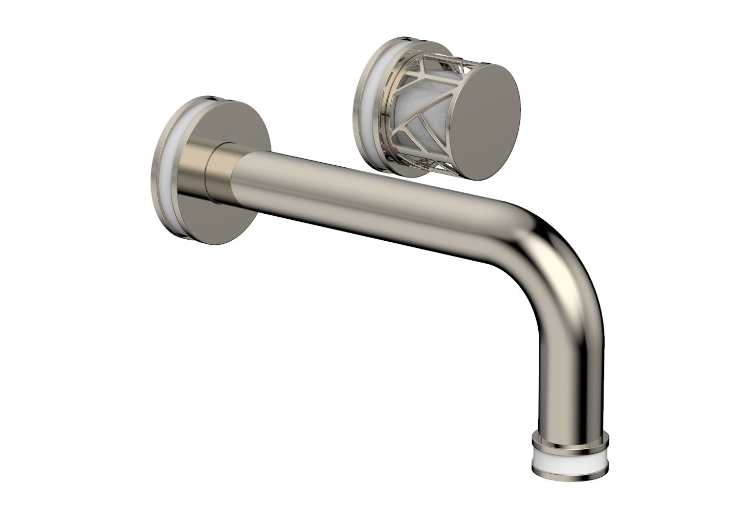 JOLIE Single Handle Wall Lavatory Set - Round Handle "White" Accents 222-15