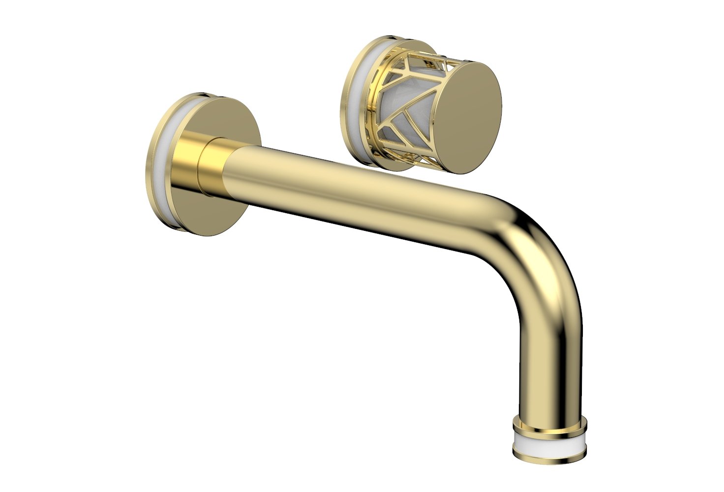 JOLIE Single Handle Wall Lavatory Set - Round Handle "White" Accents 222-15