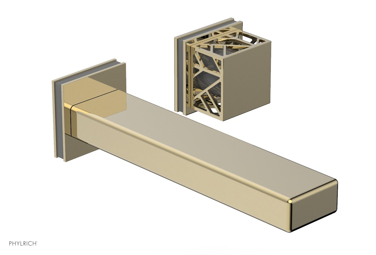 JOLIE Single Handle Wall Lavatory Set - Square Handle "Grey" Accents 222-16