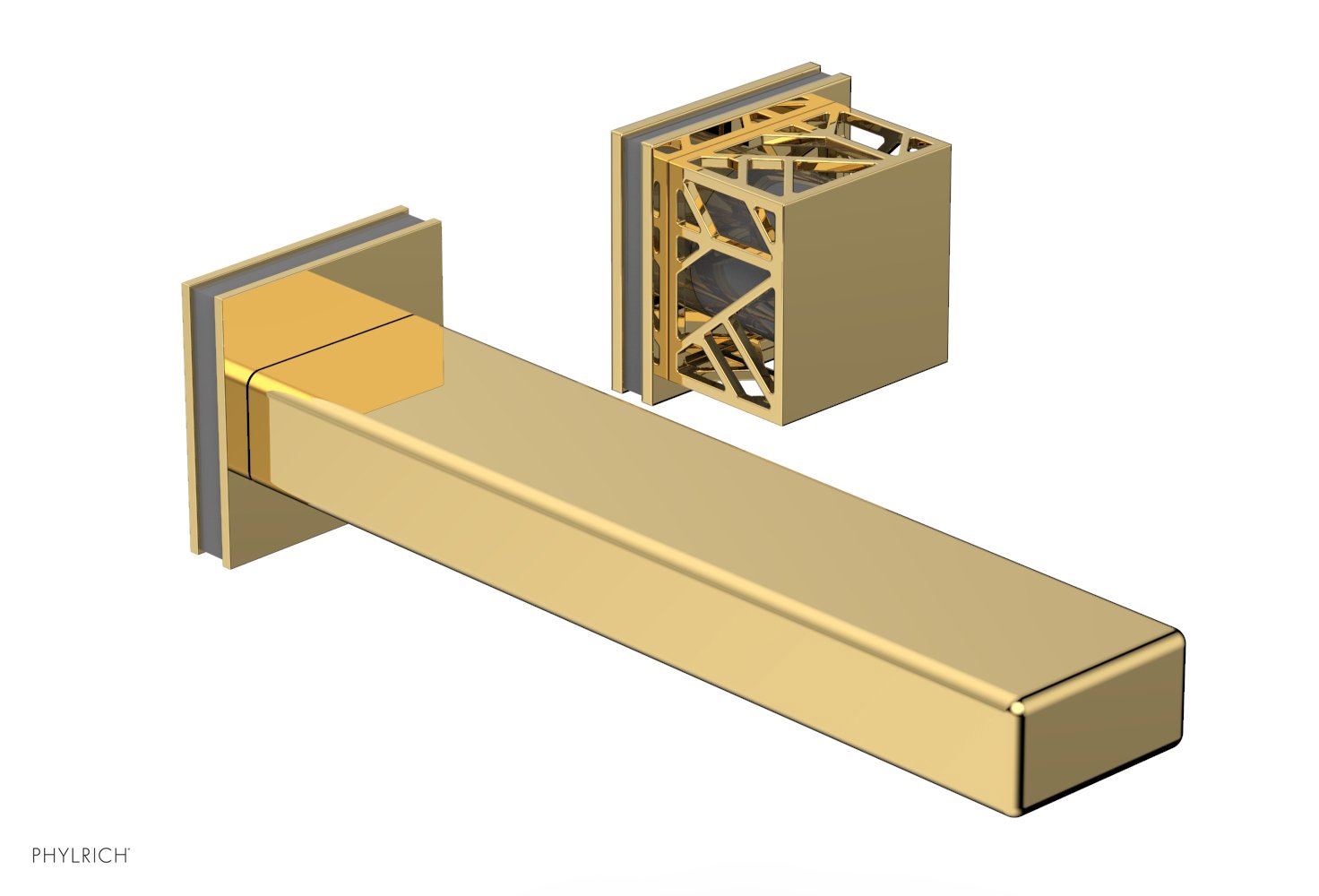 JOLIE Single Handle Wall Lavatory Set - Square Handle "Grey" Accents 222-16