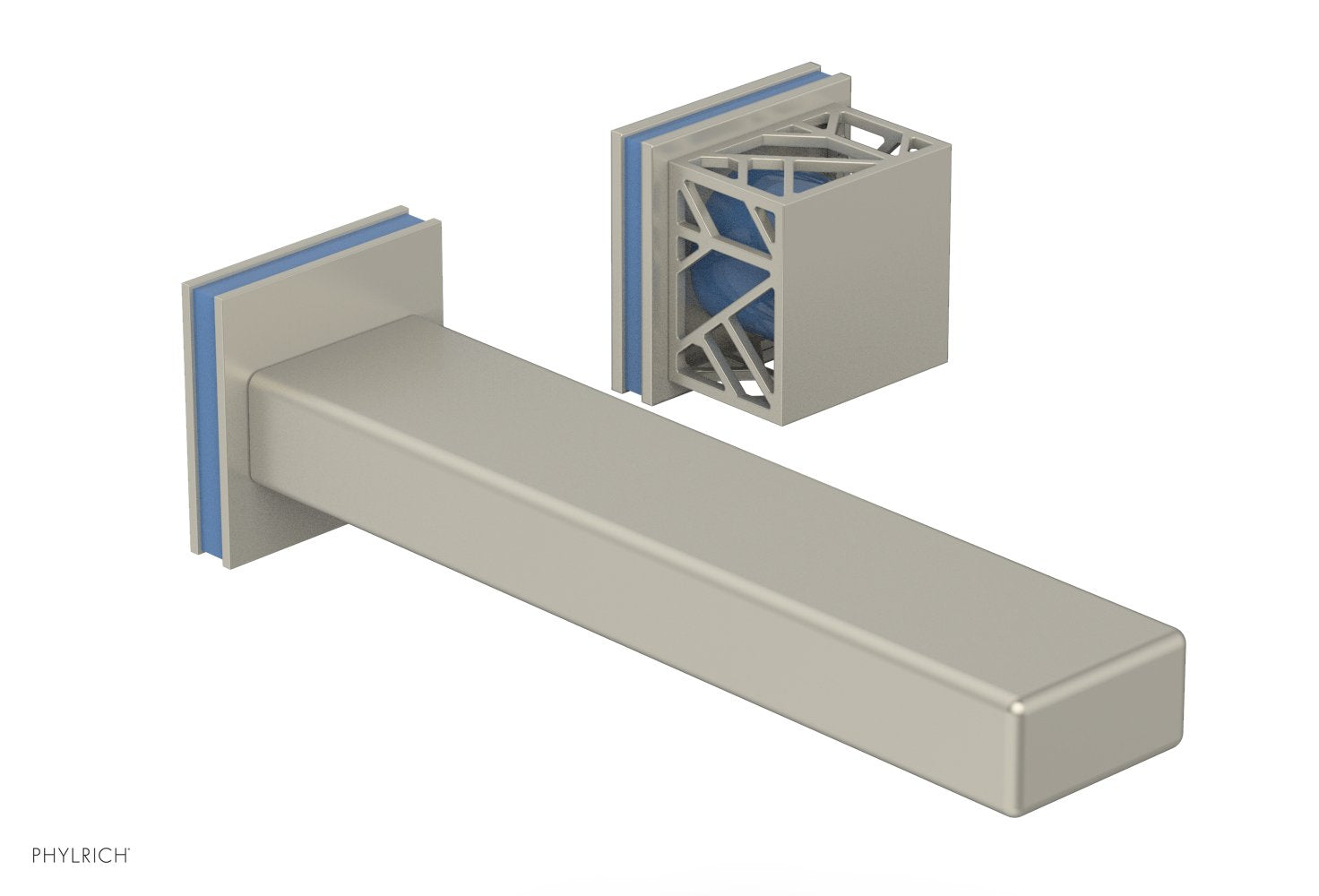 JOLIE Single Handle Wall Lavatory Set - Square Handle "Light Blue" Accents 222-16