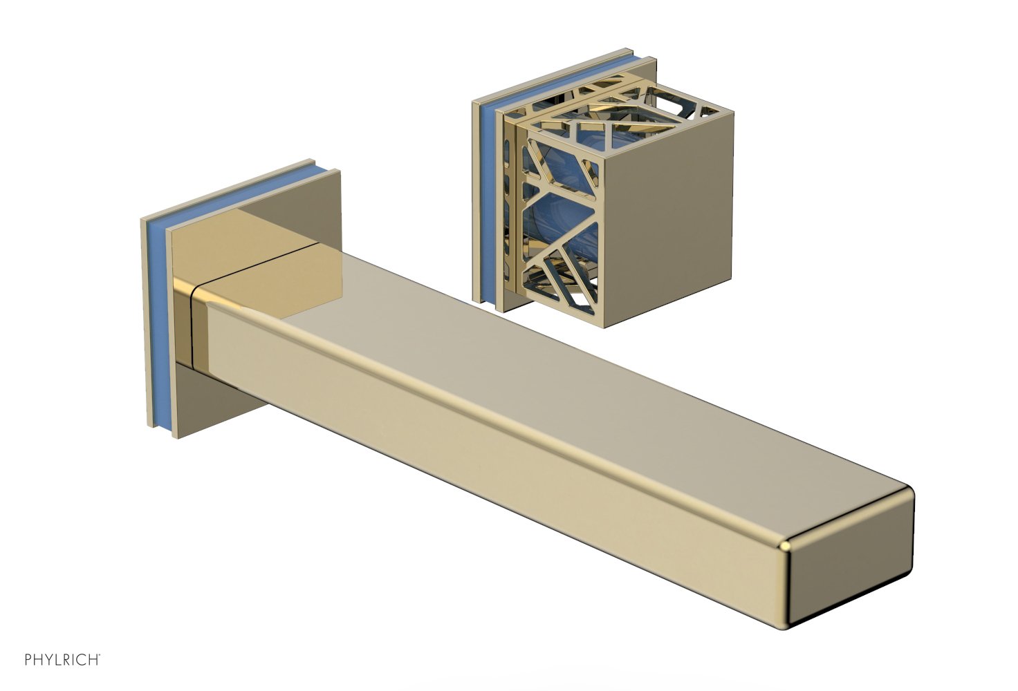 JOLIE Single Handle Wall Lavatory Set - Square Handle "Light Blue" Accents 222-16