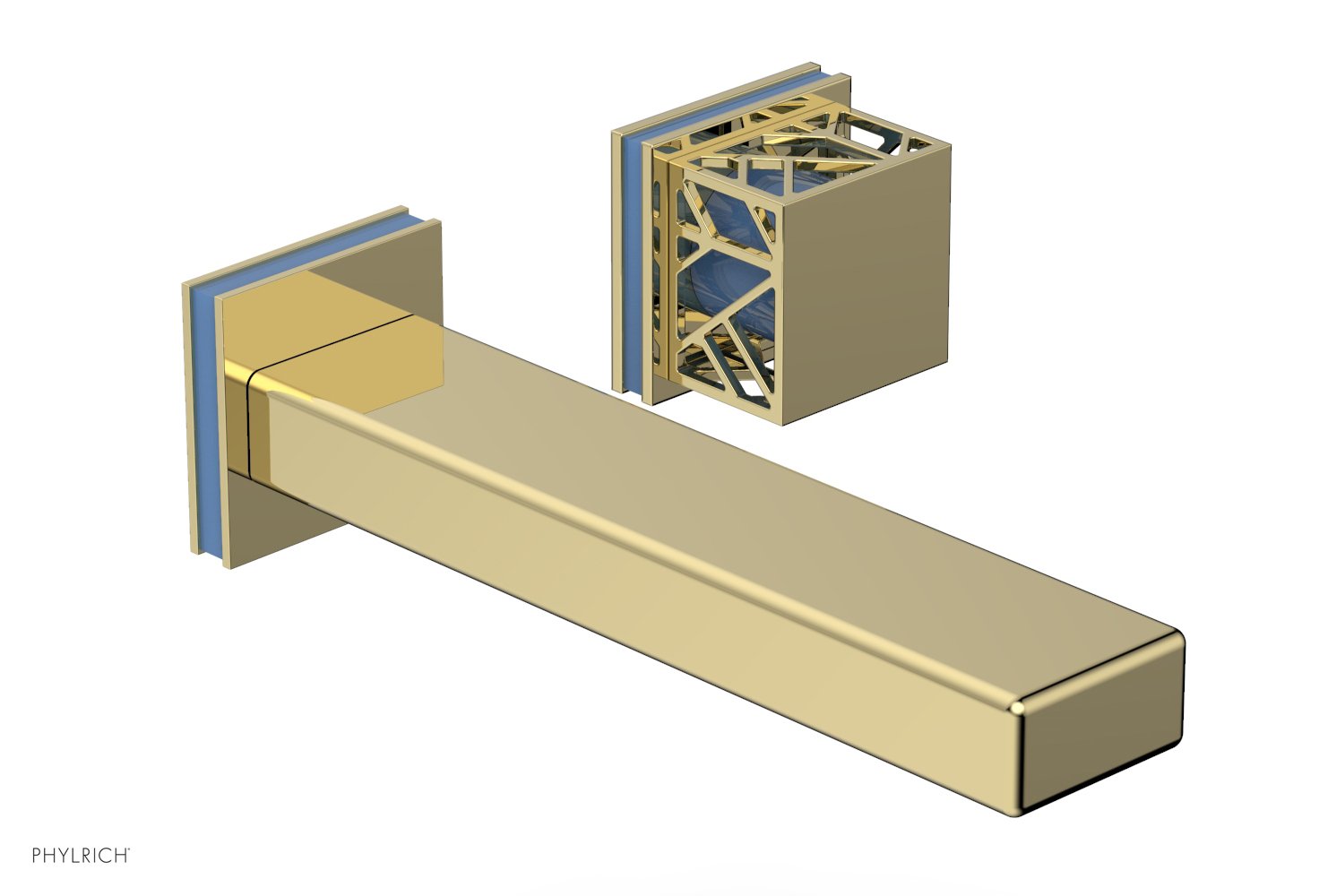 JOLIE Single Handle Wall Lavatory Set - Square Handle "Light Blue" Accents 222-16