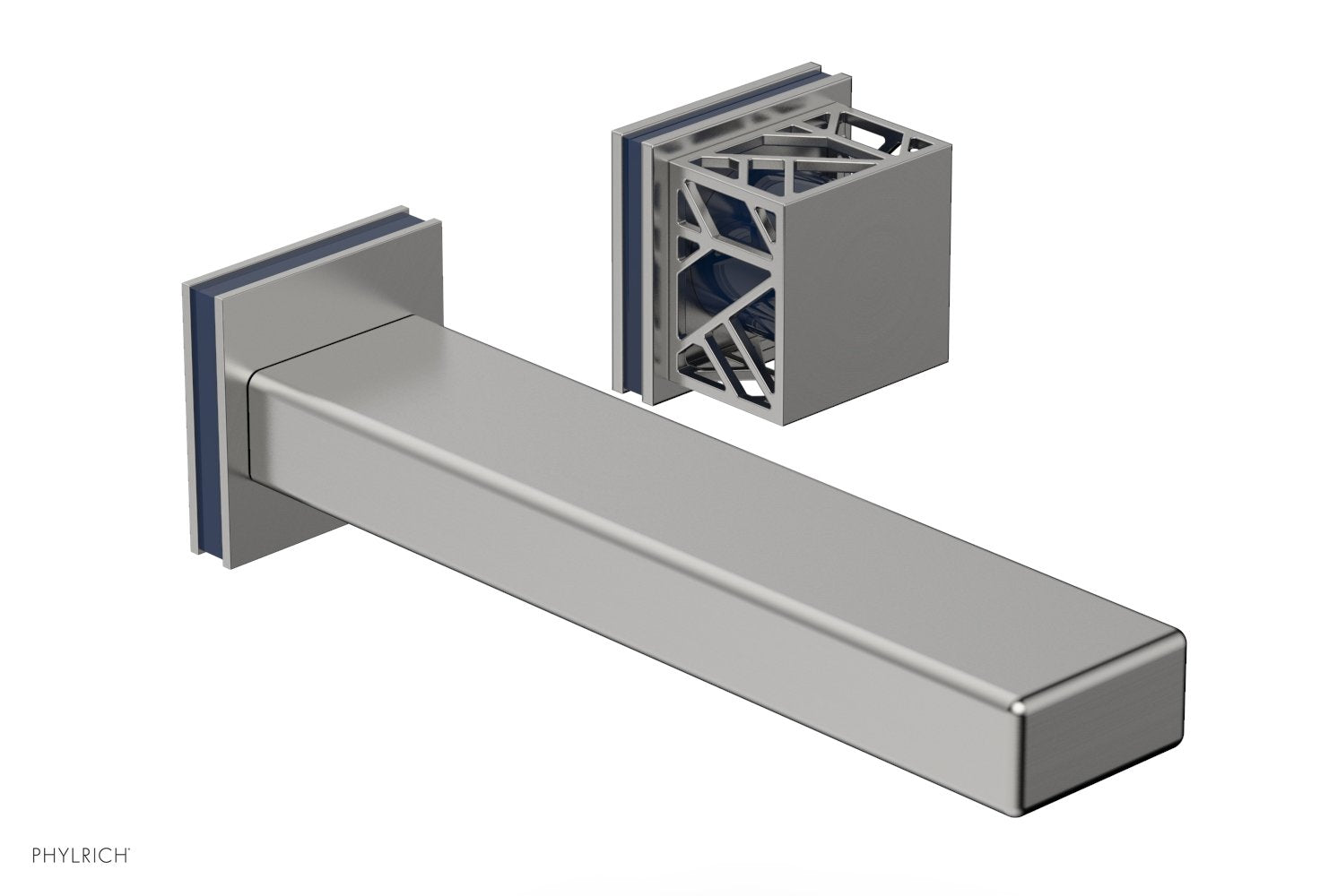 JOLIE Single Handle Wall Lavatory Set - Square Handle "Navy Blue" Accents 222-16