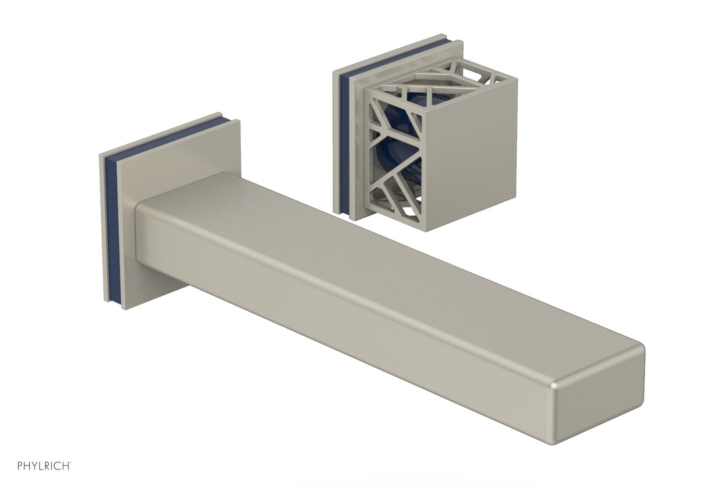 JOLIE Single Handle Wall Lavatory Set - Square Handle "Navy Blue" Accents 222-16