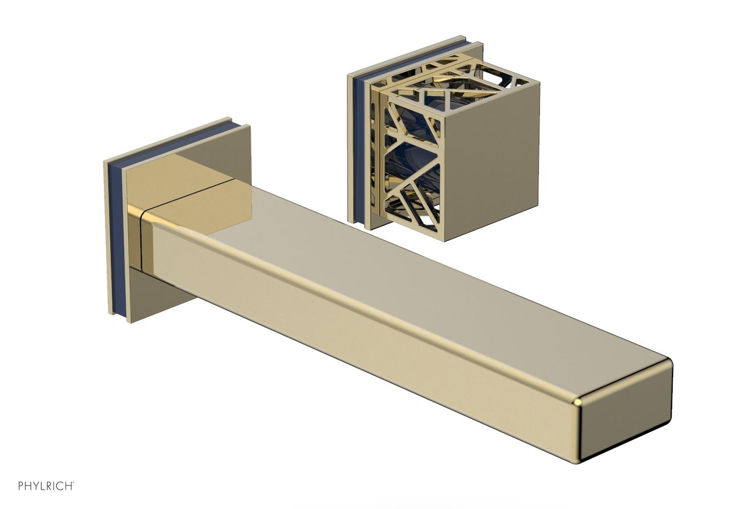 JOLIE Single Handle Wall Lavatory Set - Square Handle "Navy Blue" Accents 222-16