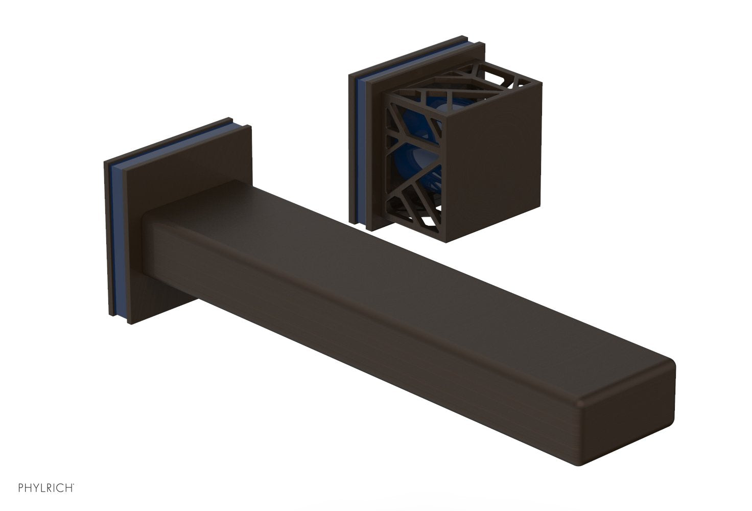 JOLIE Single Handle Wall Lavatory Set - Square Handle "Navy Blue" Accents 222-16