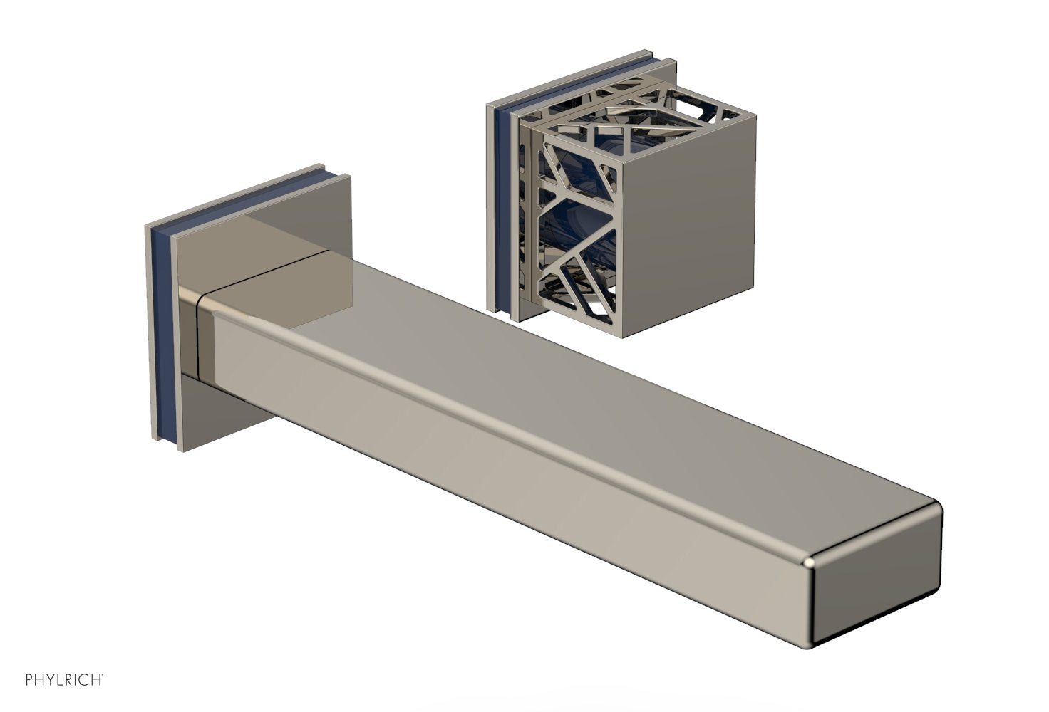 JOLIE Single Handle Wall Lavatory Set - Square Handle "Navy Blue" Accents 222-16