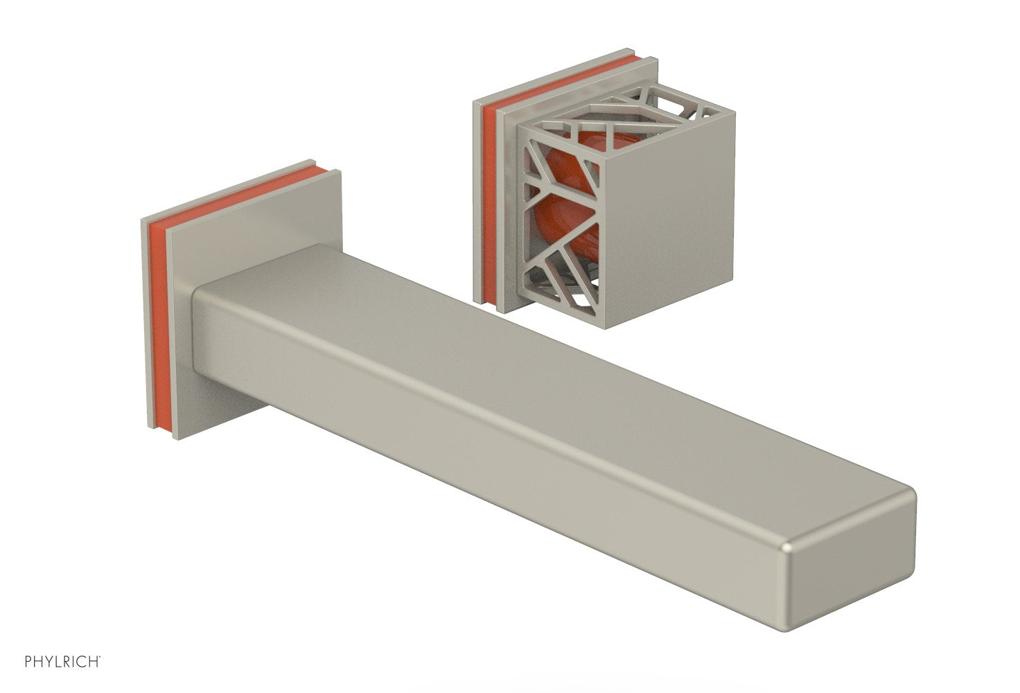 JOLIE Single Handle Wall Lavatory Set - Square Handle "Orange" Accents 222-16