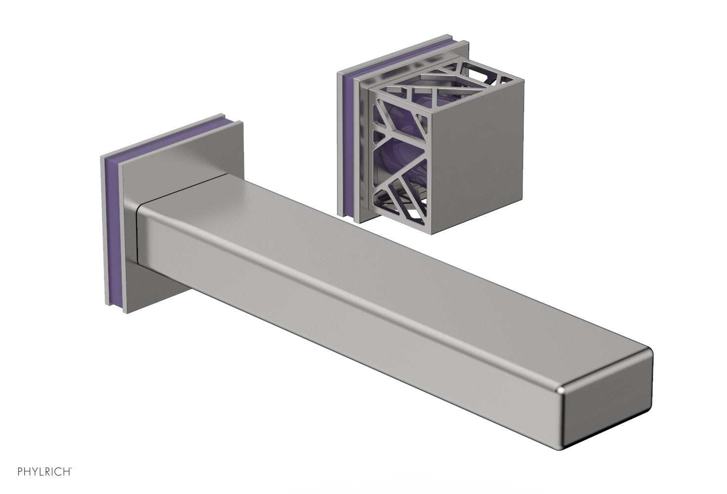 JOLIE Single Handle Wall Lavatory Set - Square Handle "Purple" Accents 222-16