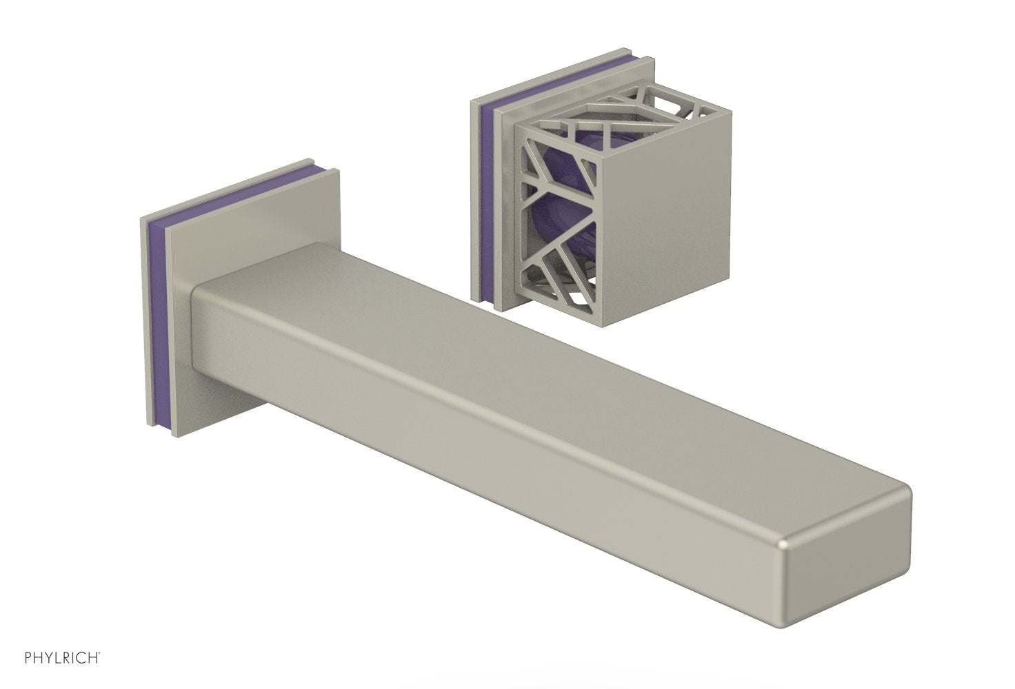 JOLIE Single Handle Wall Lavatory Set - Square Handle "Purple" Accents 222-16