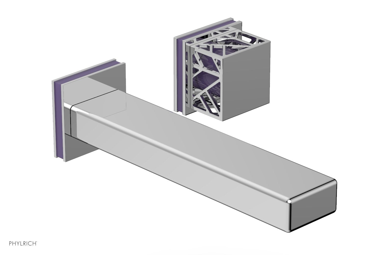 JOLIE Single Handle Wall Lavatory Set - Square Handle "Purple" Accents 222-16