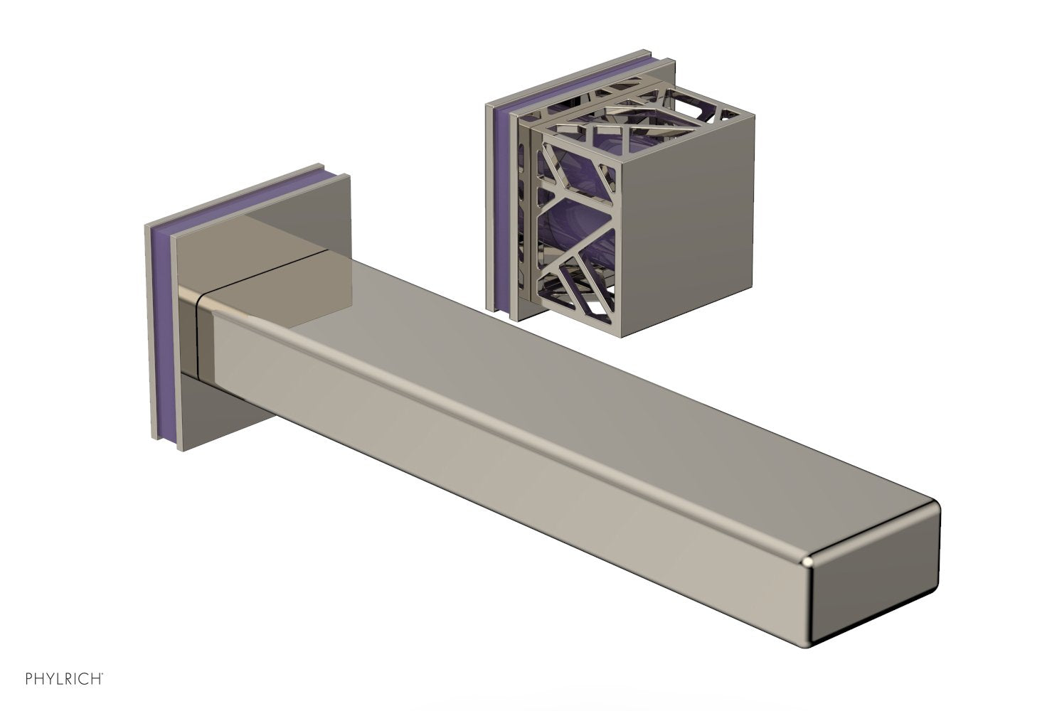 JOLIE Single Handle Wall Lavatory Set - Square Handle "Purple" Accents 222-16