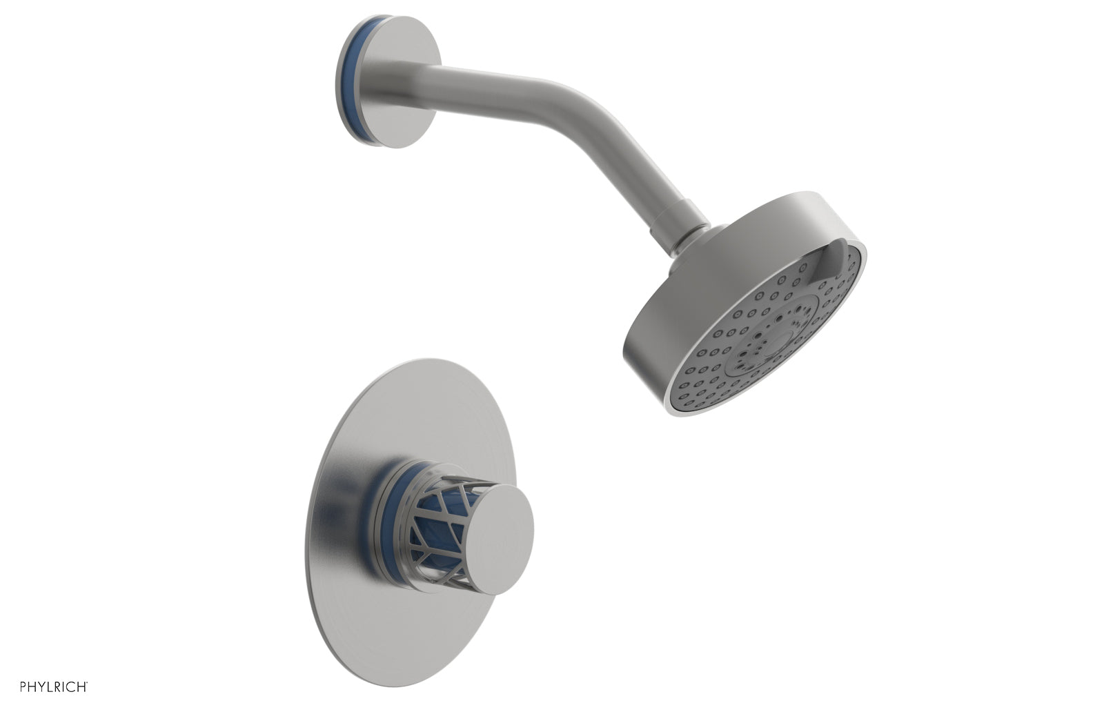 JOLIE Pressure Balance Shower Set - Round Handle with "Light Blue" Accents 222-21