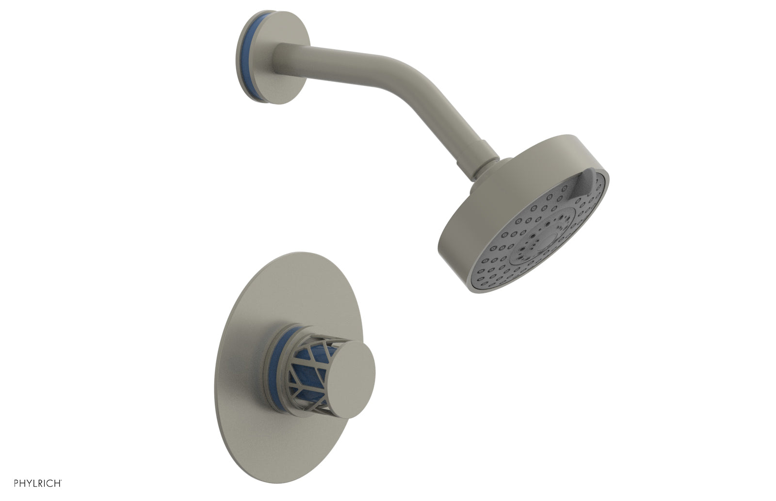 JOLIE Pressure Balance Shower Set - Round Handle with "Light Blue" Accents 222-21