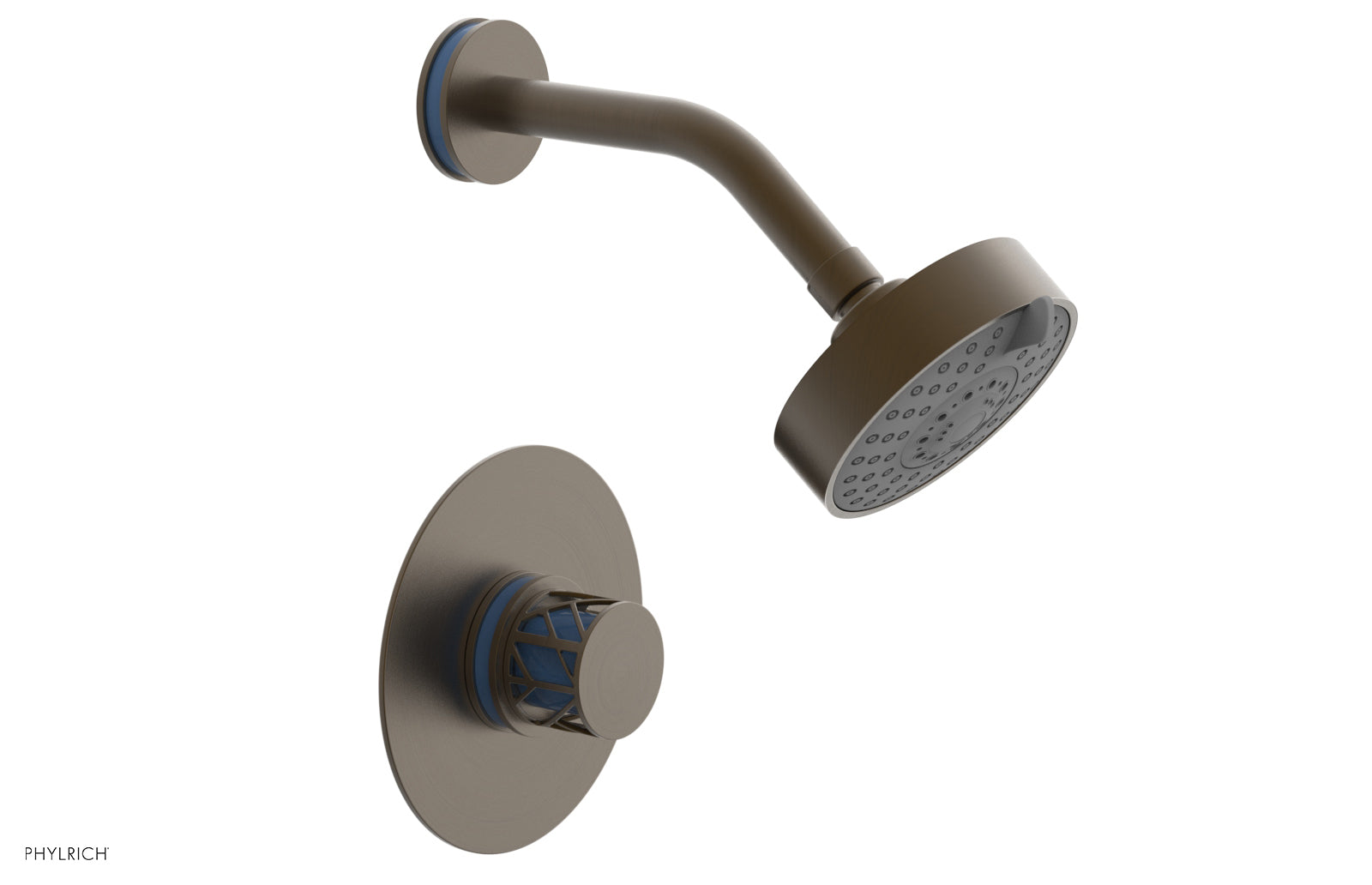JOLIE Pressure Balance Shower Set - Round Handle with "Light Blue" Accents 222-21