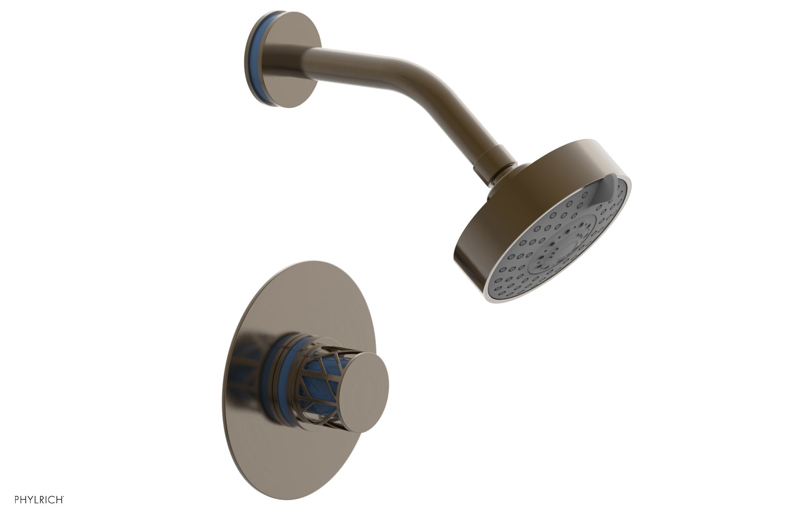 JOLIE Pressure Balance Shower Set - Round Handle with "Light Blue" Accents 222-21