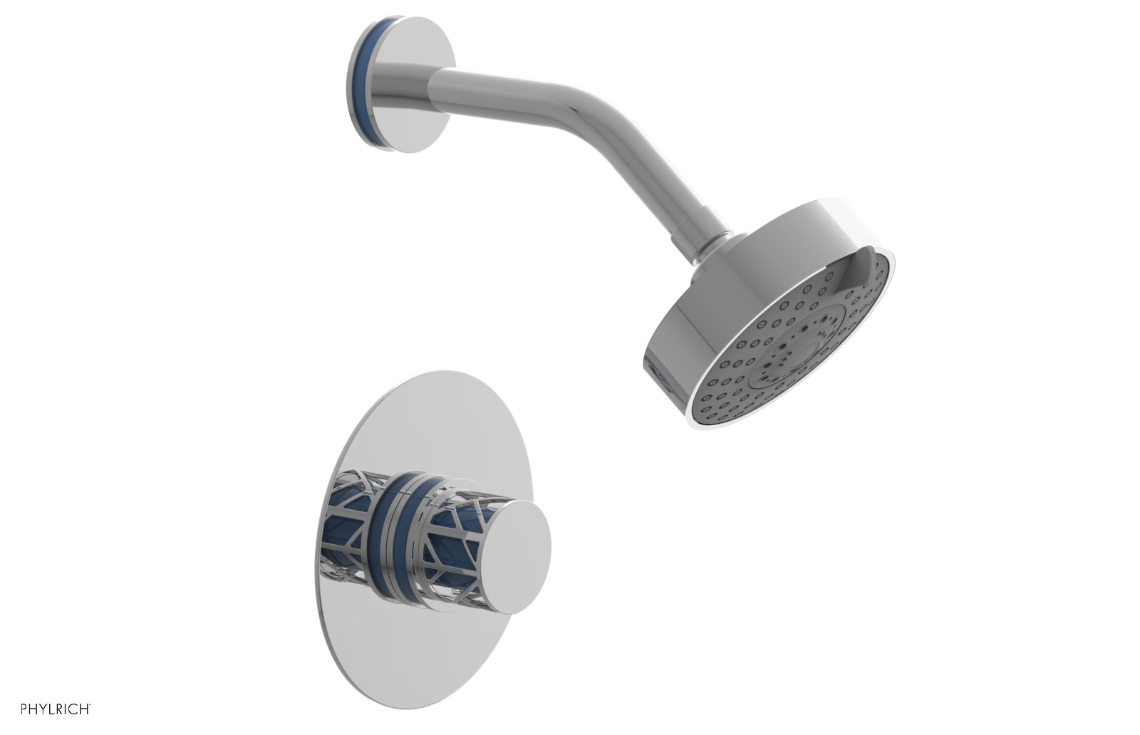 JOLIE Pressure Balance Shower Set - Round Handle with "Light Blue" Accents 222-21