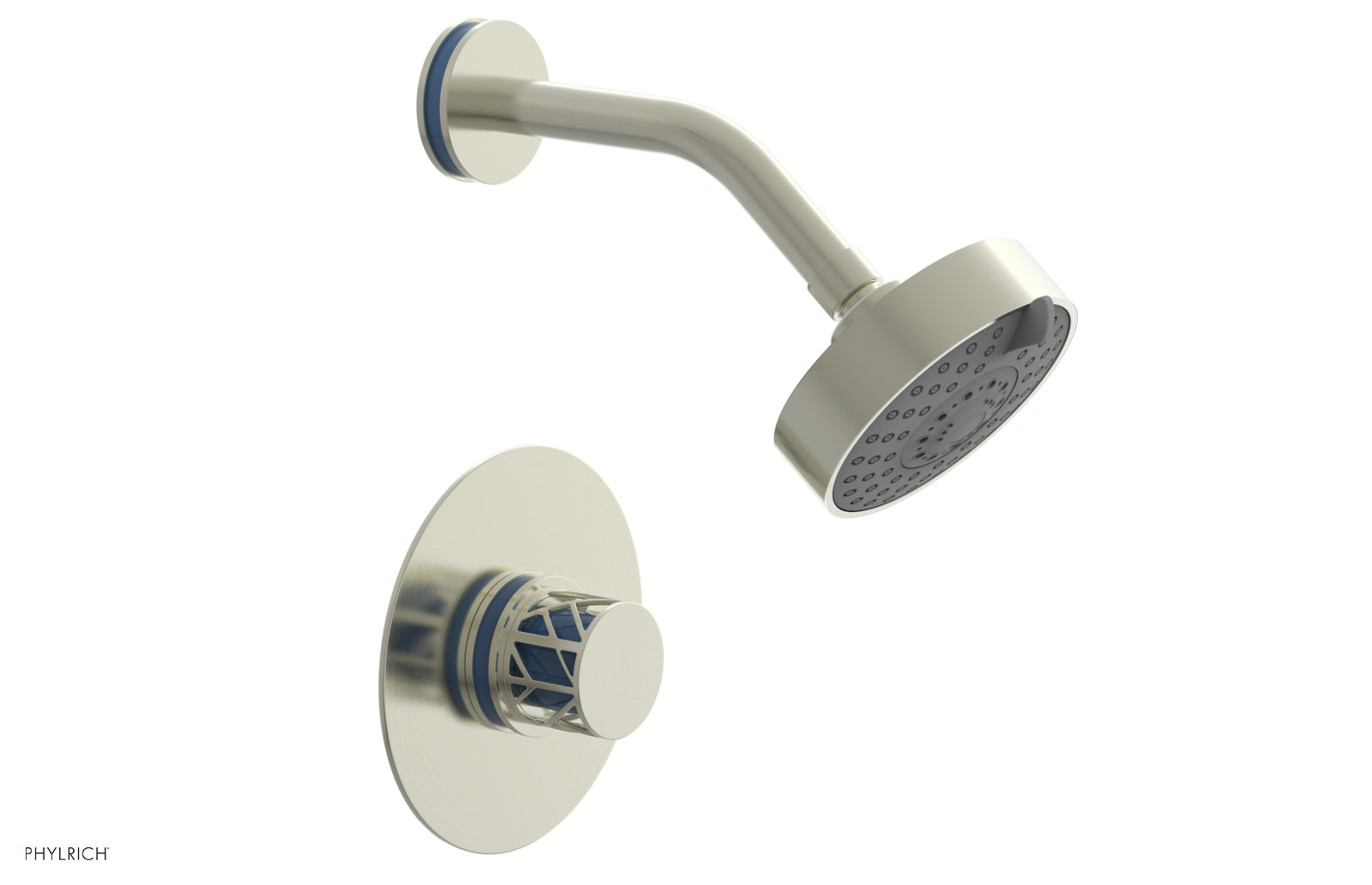 JOLIE Pressure Balance Shower Set - Round Handle with "Light Blue" Accents 222-21