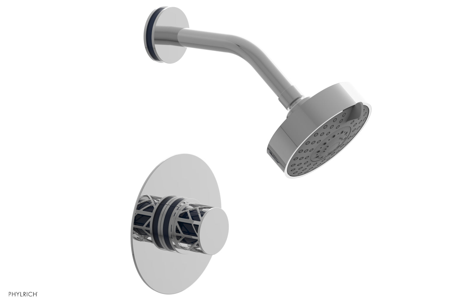 JOLIE Pressure Balance Shower Set - Round Handle with "Navy Blue" Accents 222-21