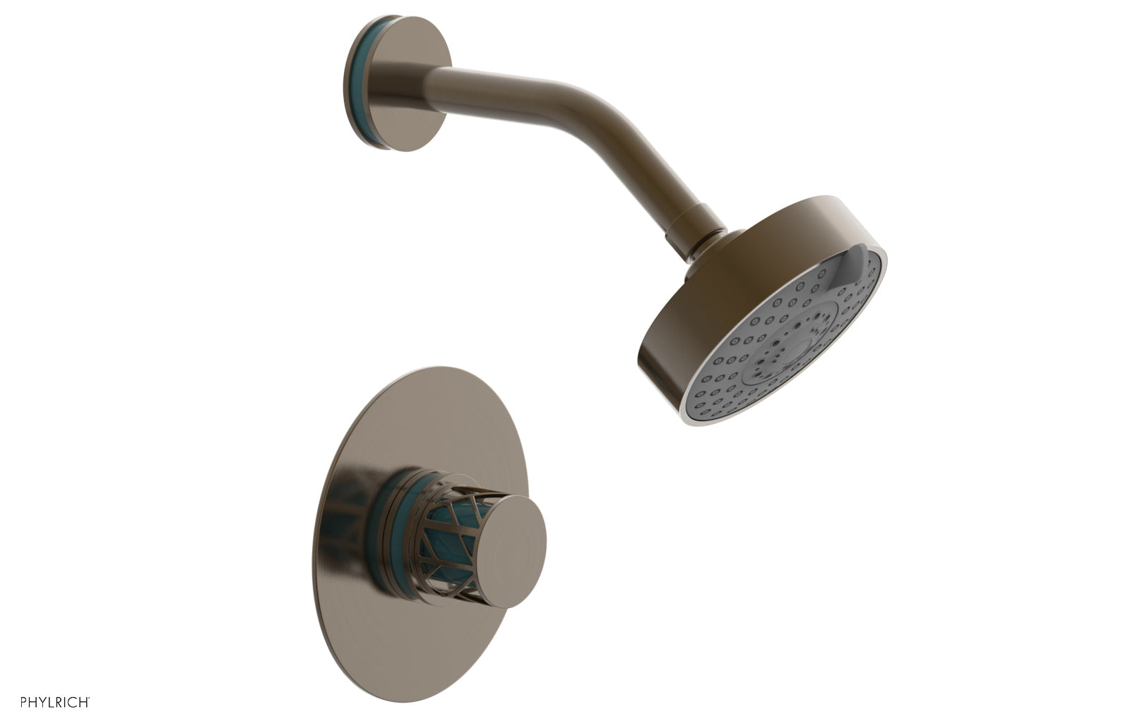JOLIE Pressure Balance Shower Set - Round Handle with "Turquoise" Accents 222-21