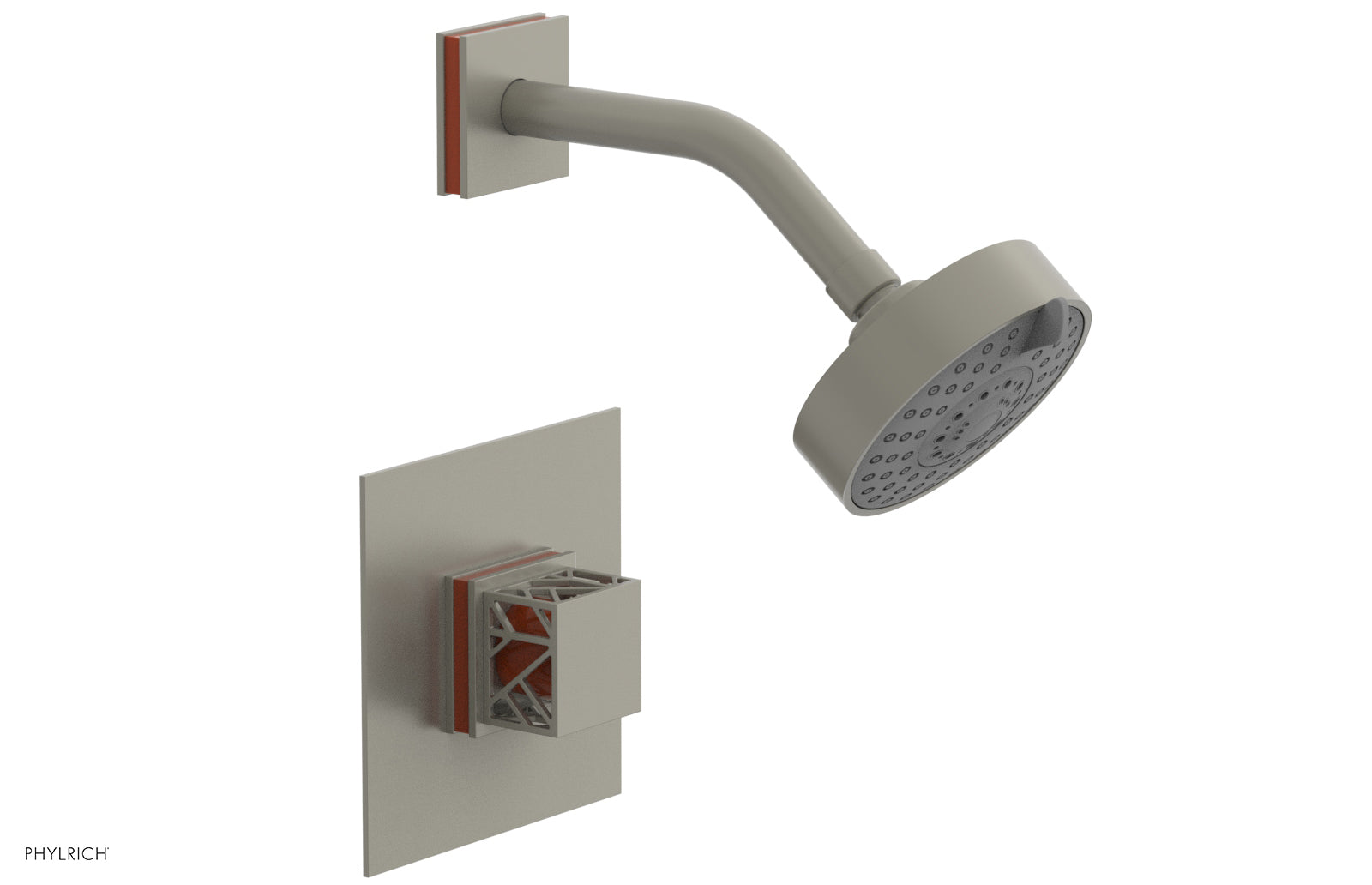JOLIE Pressure Balance Shower Set - Square Handle with "Orange" Accents 222-22
