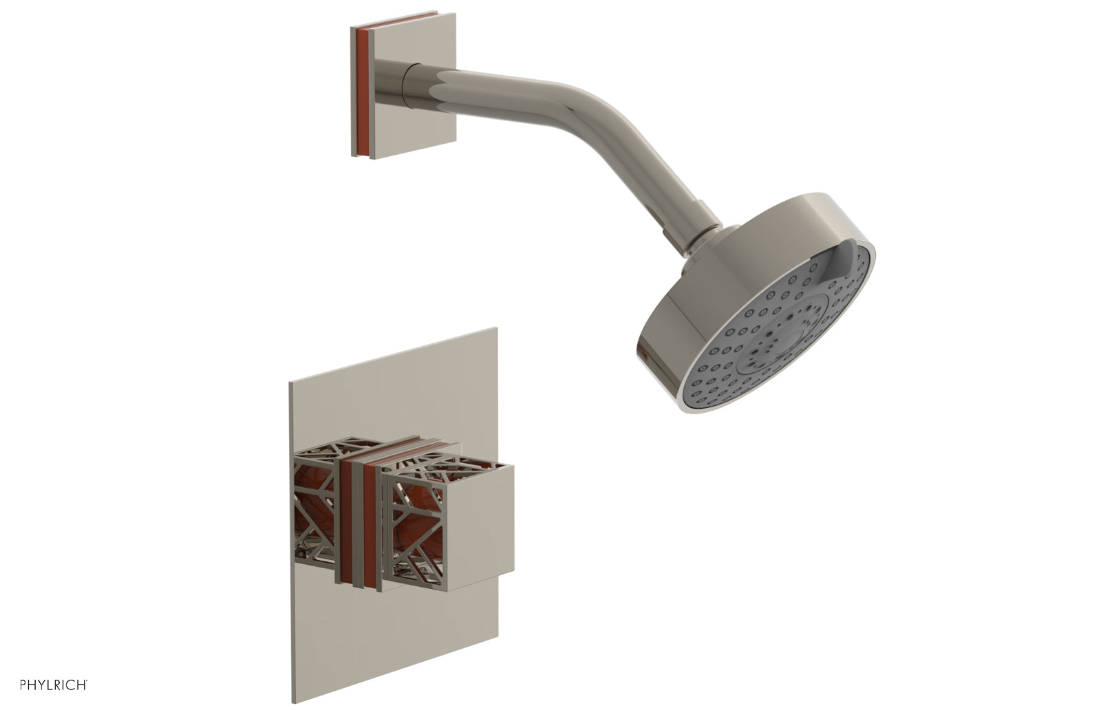 JOLIE Pressure Balance Shower Set - Square Handle with "Orange" Accents 222-22