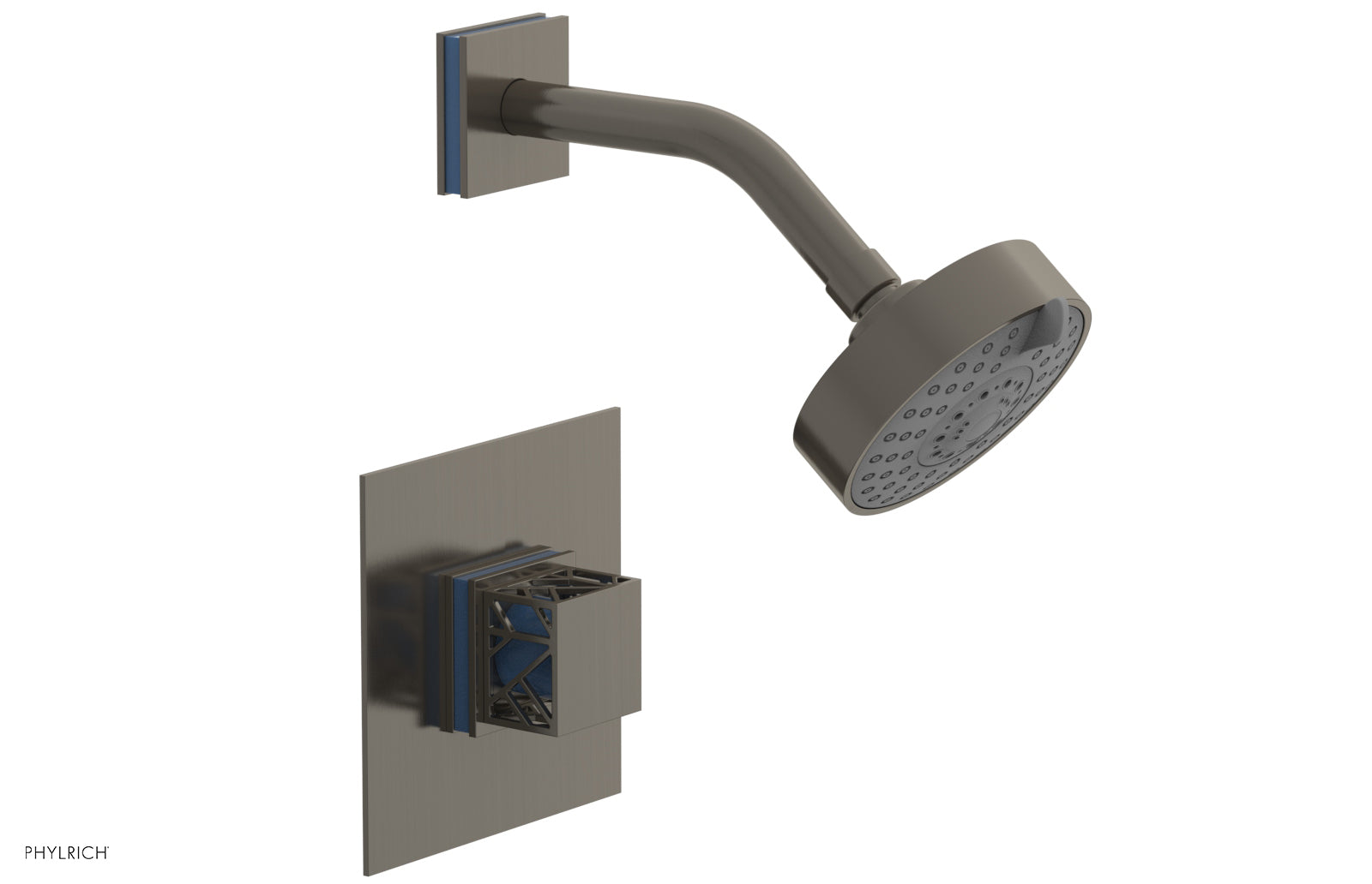 JOLIE Pressure Balance Shower Set - Square Handle with "Light Blue" Accents 222-22