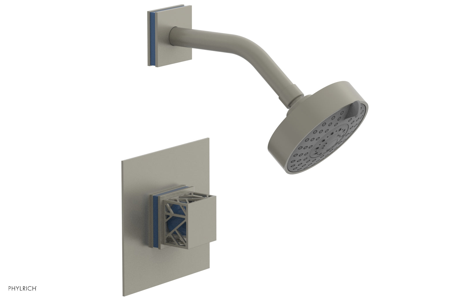 JOLIE Pressure Balance Shower Set - Square Handle with "Light Blue" Accents 222-22