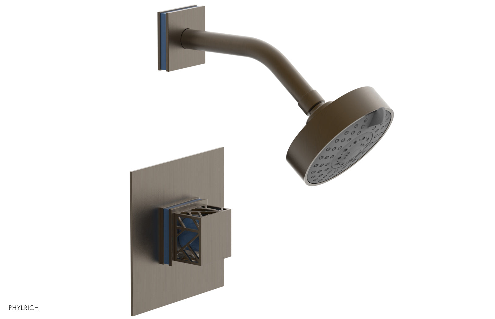 JOLIE Pressure Balance Shower Set - Square Handle with "Light Blue" Accents 222-22