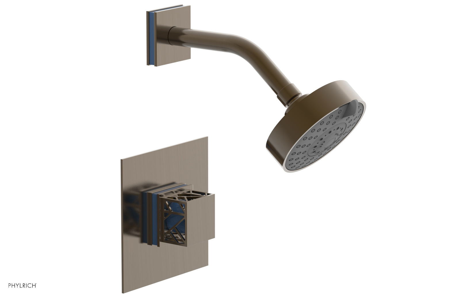 JOLIE Pressure Balance Shower Set - Square Handle with "Light Blue" Accents 222-22